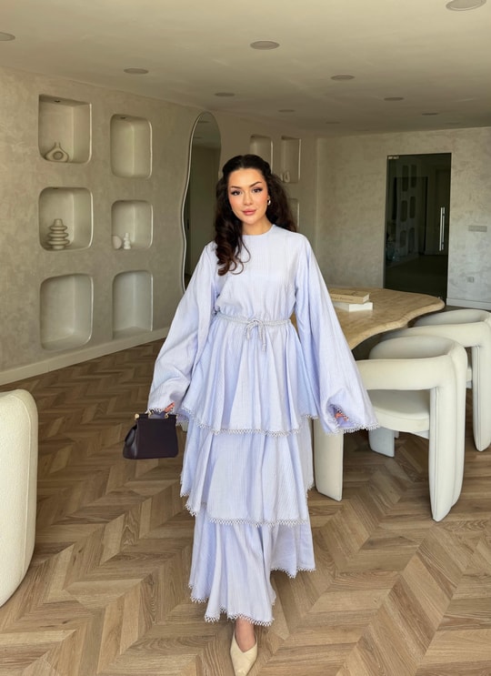HR-1187H&R ButikSov- Ada Katkat Elbise Mavi