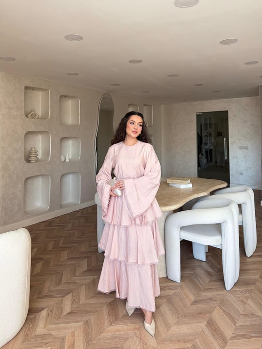 HR-1187H&R ButikSov- Ada Katkat Elbise Pudra