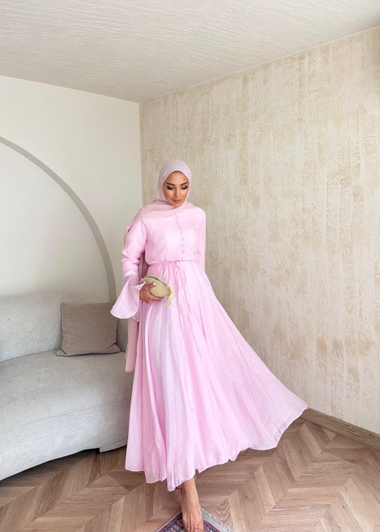 HR-0798H&R ButikTB - Erwa Kolu ıspanyol Elbise Pembe