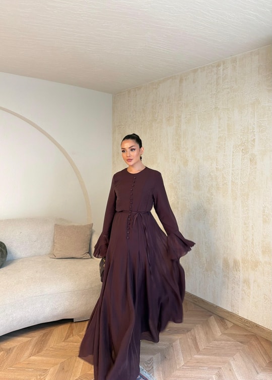 HR-0798H&R ButikTB - Erwa Kolu ıspanyol Elbise Mürdüm
