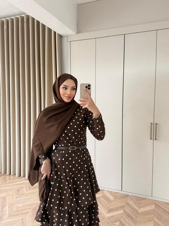 HR-0068H&R ButikTB-Şöbiyet Ponpon Elbise Acı Kahve