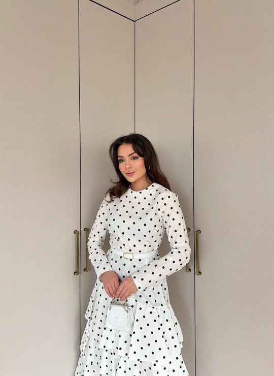 HR-0465H&R ButikTB-Şöbiyet Ponpon Elbise Beyaz