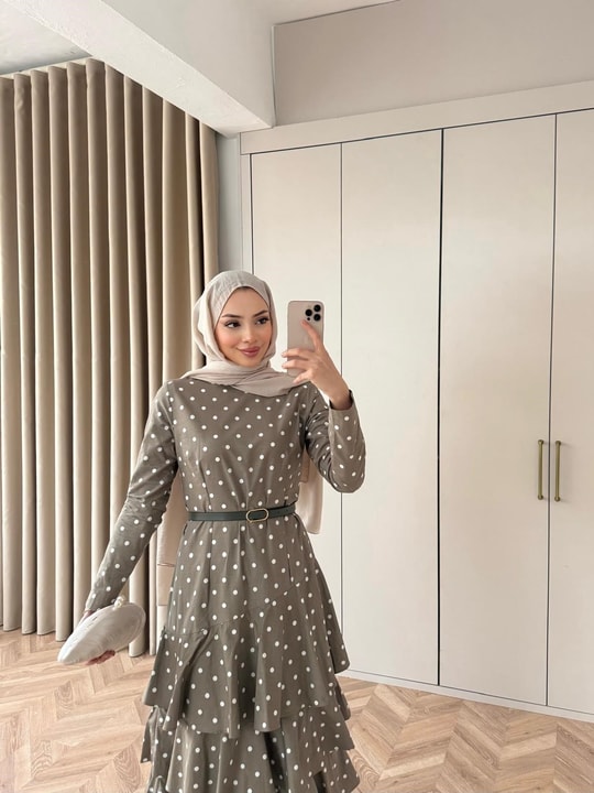 HR-0068H&R ButikTB-Şöbiyet Ponpon Elbise Yeşil