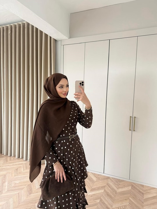 HR-0068H&R ButikTB-Şöbiyet Ponpon Elbise Acı Kahve