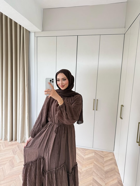 HR-1288H&R ButikTB - Ülama Modal Elbise Kahve