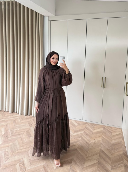 HR-1288H&R ButikTB - Ülama Modal Elbise Kahve