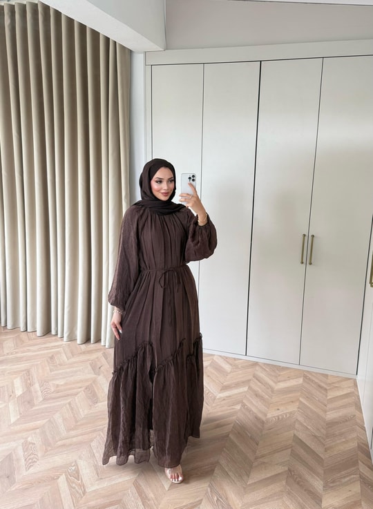 HR-1288H&R ButikTB - Ülama Modal Elbise Kahve