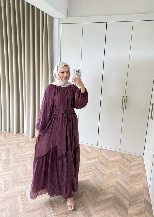 HR-1288H&R ButikTB - Ülama Modal Elbise Mürdüm
