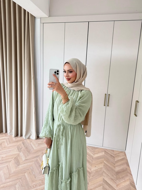 HR-1288H&R ButikTB - Ülama Modal Elbise Yeşil