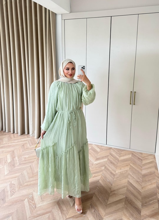 HR-1288H&R ButikTB - Ülama Modal Elbise Yeşil