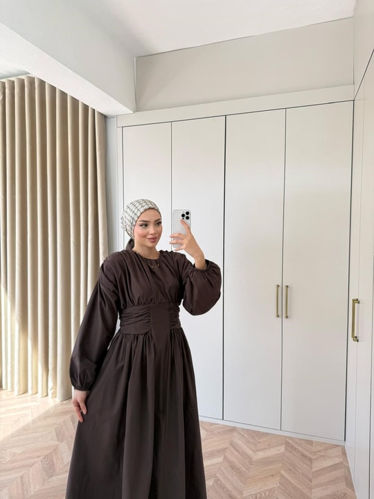 HR-0225H&R ButikZeyn Elbise Acı Kahve