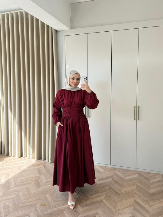 HR-0225H&R ButikZeyn Elbise Bordo