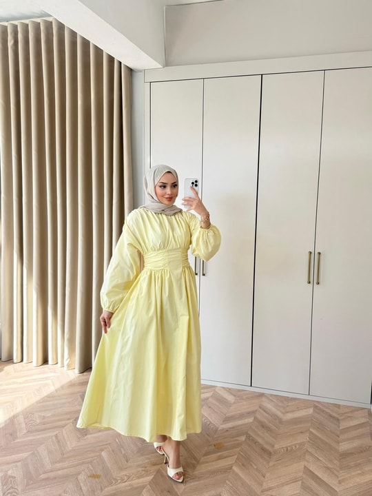 HR-0225H&R ButikZeyn Elbise Sarı