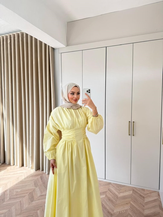 HR-0225H&R ButikZeyn Elbise Sarı