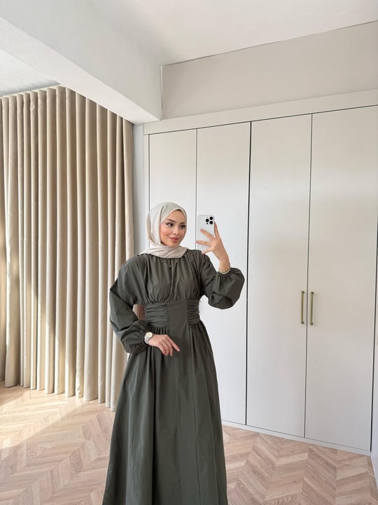 HR-0225H&R ButikZeyn Elbise Yeşil