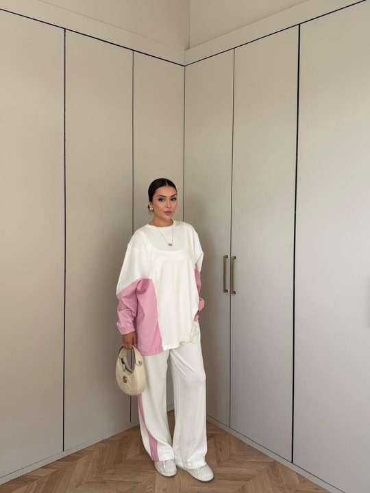 HR-2724H&R ButikPls- Yase Eşofman Takımı Beyaz