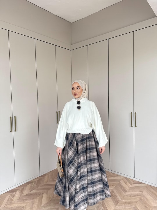 ETEK-60H&R ButikSG-Tek Vual Kare Desen Etek Gri Kahve