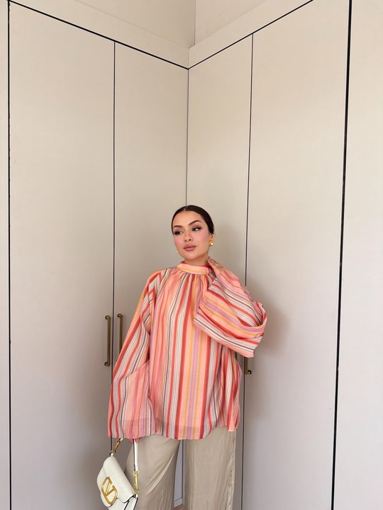 HR-1488H&R Butik0011- Arlina Gömlek Mercan