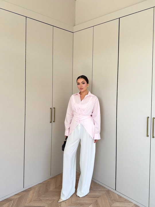 HR-1481H&R ButikDuq- Gişa Ön Düğmeli Gömlek Pembe