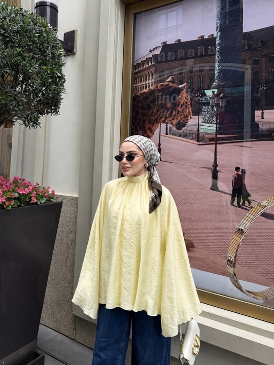 HR-1559H&R ButikQu - Lean Kolu Bol Gömlek Sarı