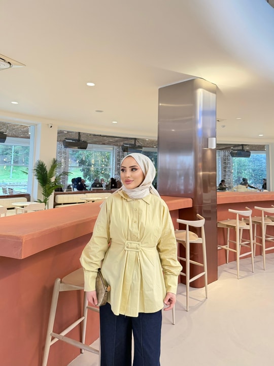 GMLK-484H&R ButikTb-Asle Ön Detaylı Gömlek Sarı