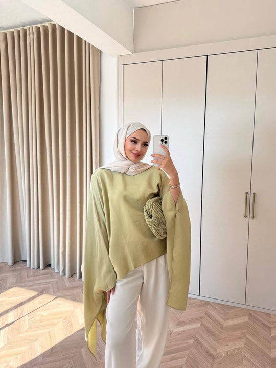 HR-2760H&R ButikTB - Aşli Oversize Gömlek Yeşil