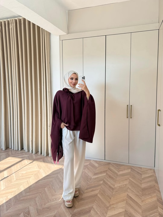 HR-2760H&R ButikTB - Aşli Oversize Gömlek Mürdüm