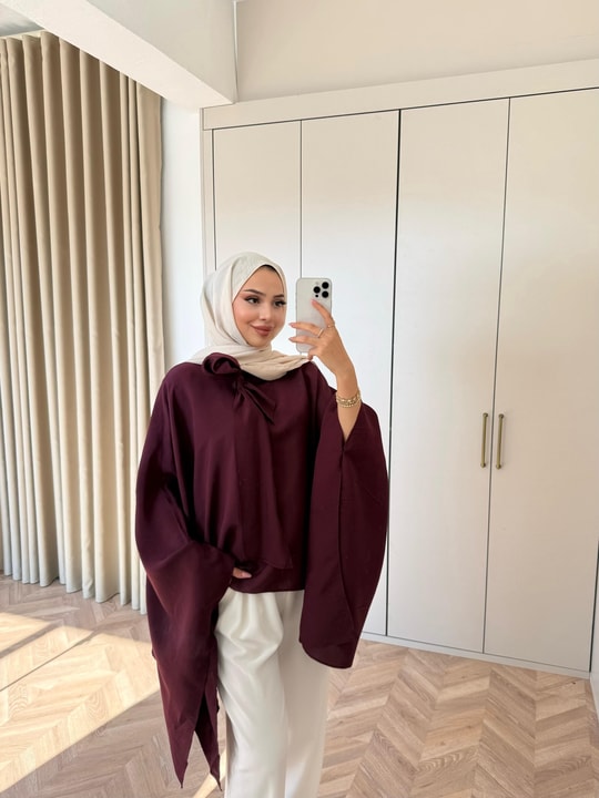 HR-2760H&R ButikTB - Aşli Oversize Gömlek Mürdüm