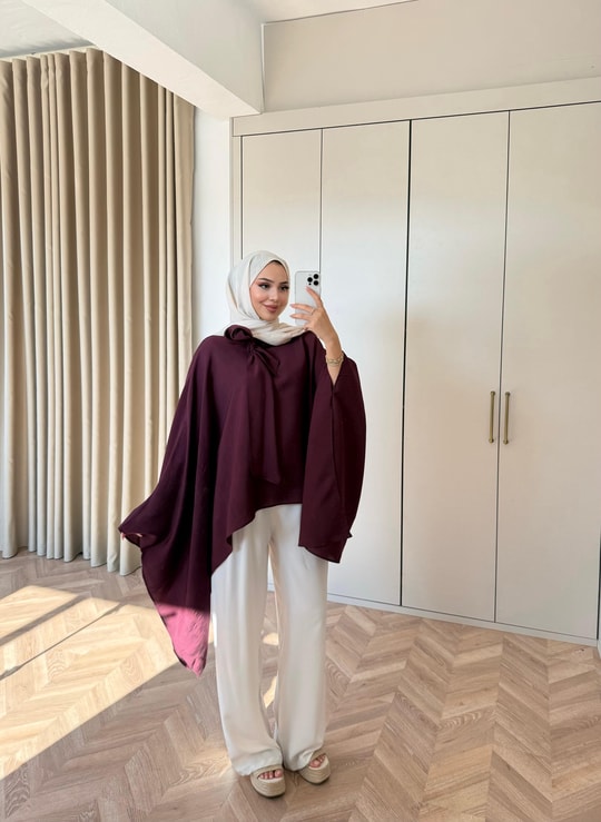 HR-2760H&R ButikTB - Aşli Oversize Gömlek Mürdüm