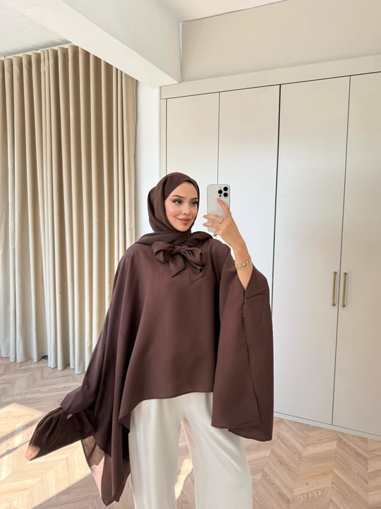 HR-2760H&R ButikTB - Aşli Oversize Gömlek Acı Kahve