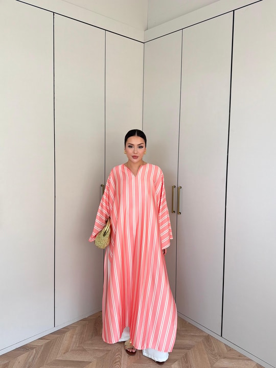 HR-2739H&R ButikTB - Wişal Uzun Saten Gömlek Mercan