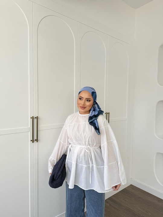 GMLK-458H&R ButikVual Katkat Gömlek Koyu Beyaz