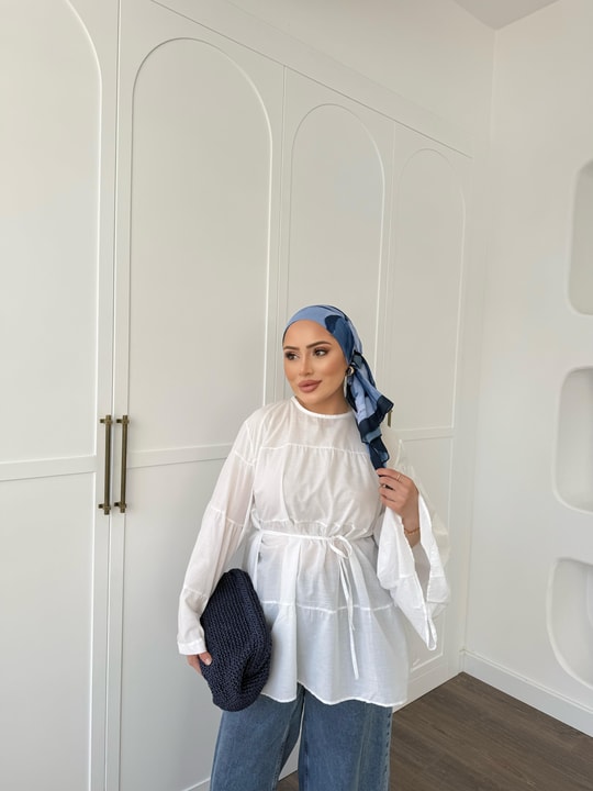 GMLK-458H&R ButikVual Katkat Gömlek Koyu Beyaz