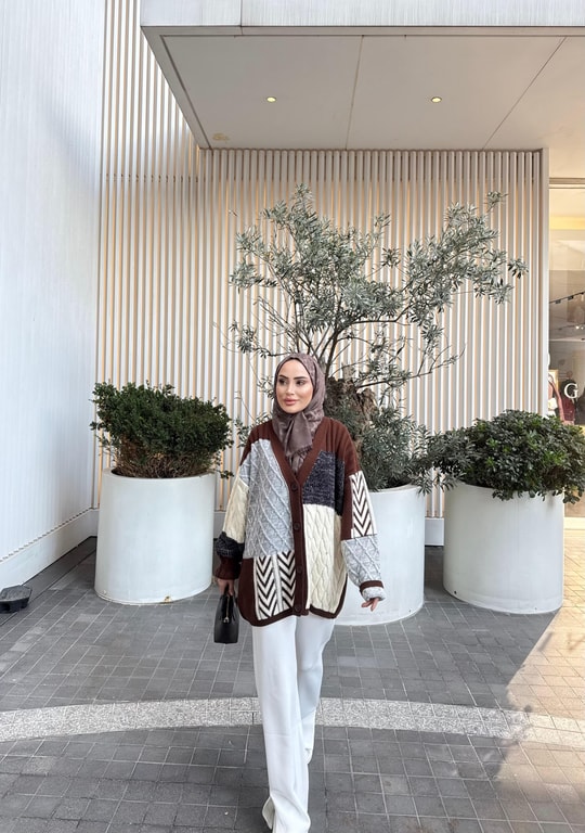 HIRKA-94H&R ButikGünay Etnik Hırka Kahverengi