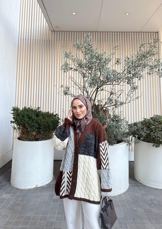 HIRKA-94H&R ButikGünay Etnik Hırka Kahverengi