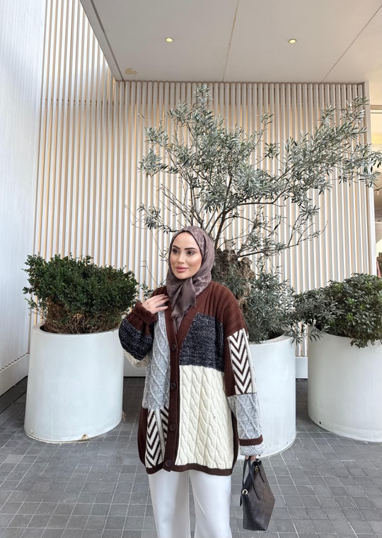 HIRKA-94H&R ButikGünay Etnik Hırka Kahverengi