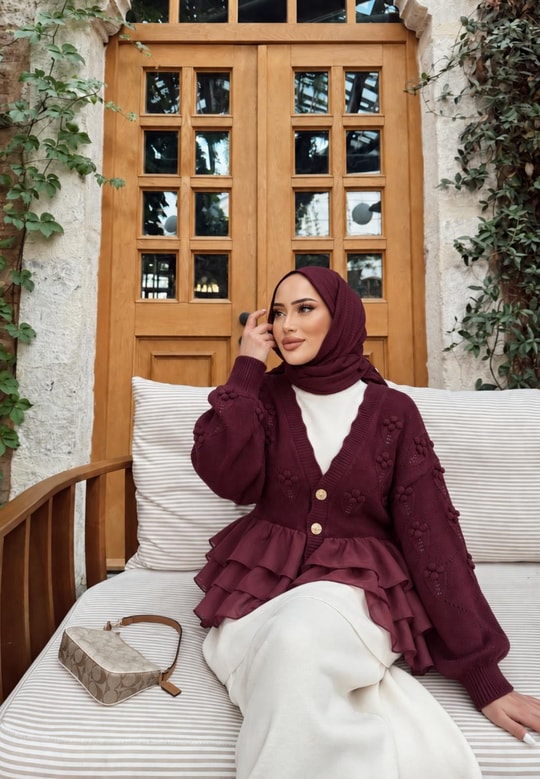 HR-3107H&R ButikHat- Alt Kat Kat Hırka Mürdüm