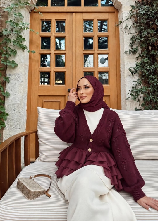 HR-3107H&R ButikHat- Alt Kat Kat Hırka Mürdüm