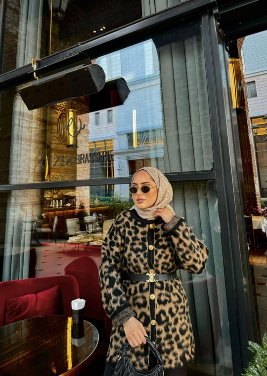 HIRKA-82H&R ButikLeopar Gold Düğmeli Hırka
