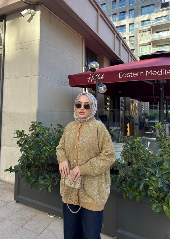 HIRKA-113H&R ButikMC-Sila Simli Hırka Gold
