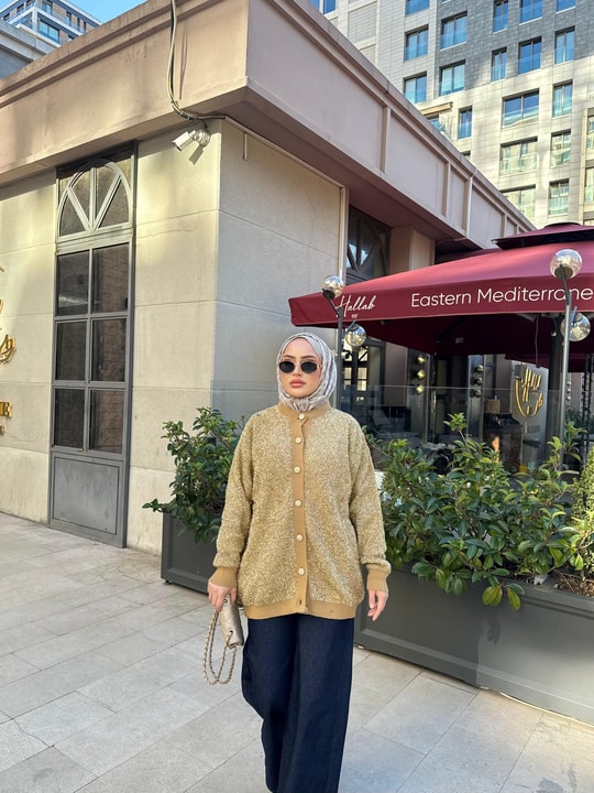 HIRKA-113H&R ButikMC-Sila Simli Hırka Gold