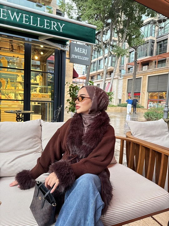 HIRKA-97H&R ButikPera Kürk Detaylı Hırka Acı Kahve