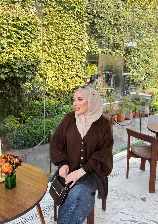 HR-3440H&R ButikTb- Hewa Altı Kat Hırka Acı Kahve