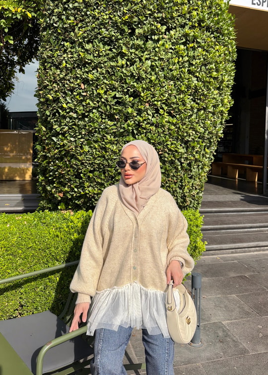 HR-3440H&R ButikTb- Hewa Altı Kat Hırka Bej