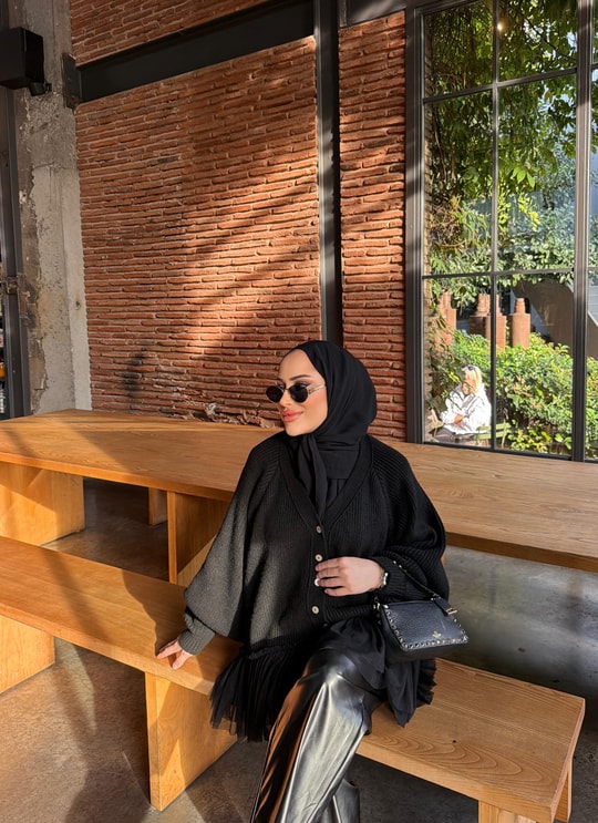 HR-3440H&R ButikTb- Hewa Altı Kat Hırka Siyah
