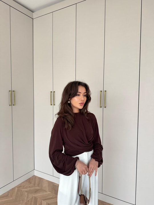 İCK-46H&R ButikBüzgülü Body İçlik Kahve