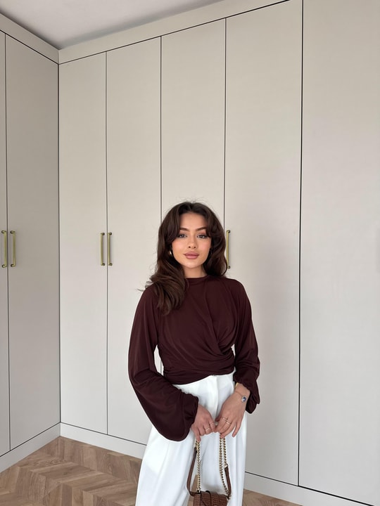 İCK-46H&R ButikBüzgülü Body İçlik Kahve