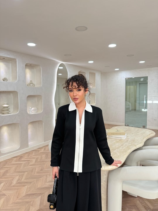 KAZK-575H&R ButikAda Ön Fermuarlı Çelik Örme Triko Siyah