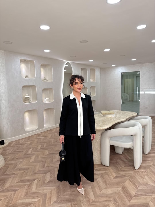 KAZK-575H&R ButikAda Ön Fermuarlı Çelik Örme Triko Siyah