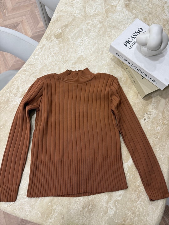 KAZK-656H&R ButikBaklava Dilim Kazak Camel